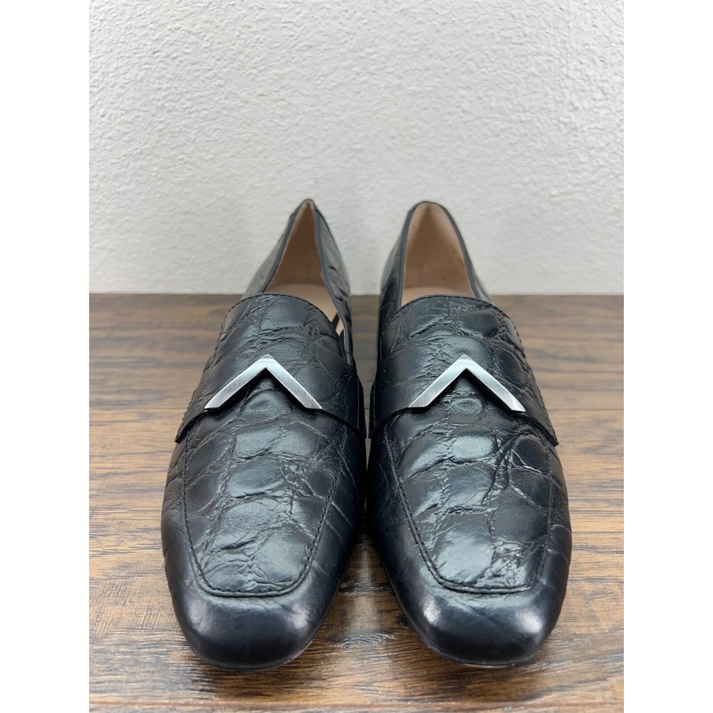 27 Edit Women's Shoes Size 8M Roxanne Croc Embossed Leather Slip On Loafers Flat